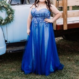 Blue and White Prom Dress